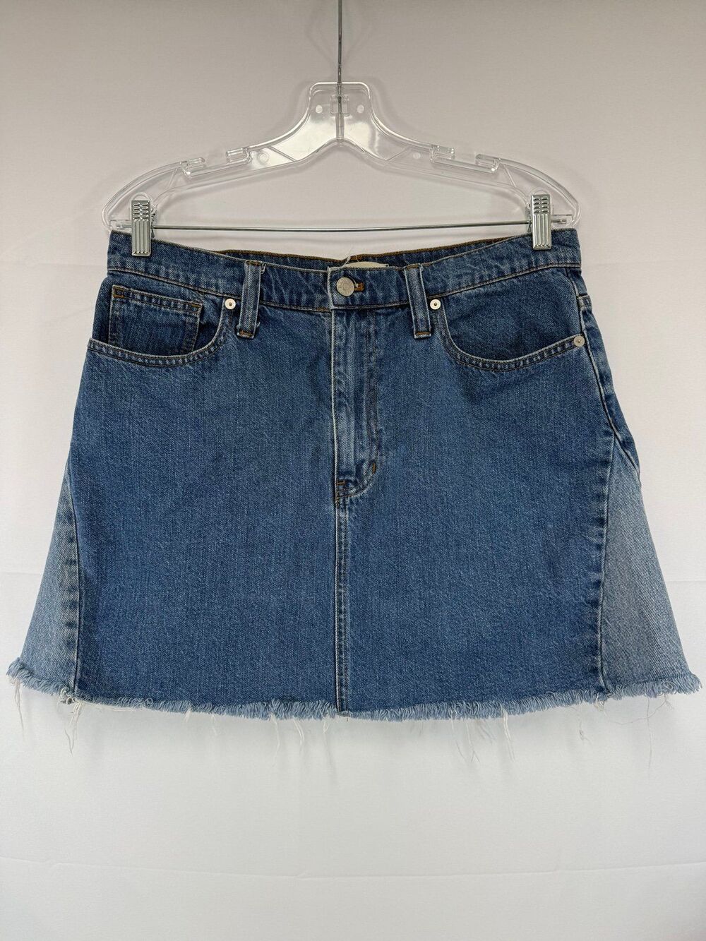 Madewell Rigid Denim A-Line Mini Skirt Pieced Edition Blue Women's Size 31